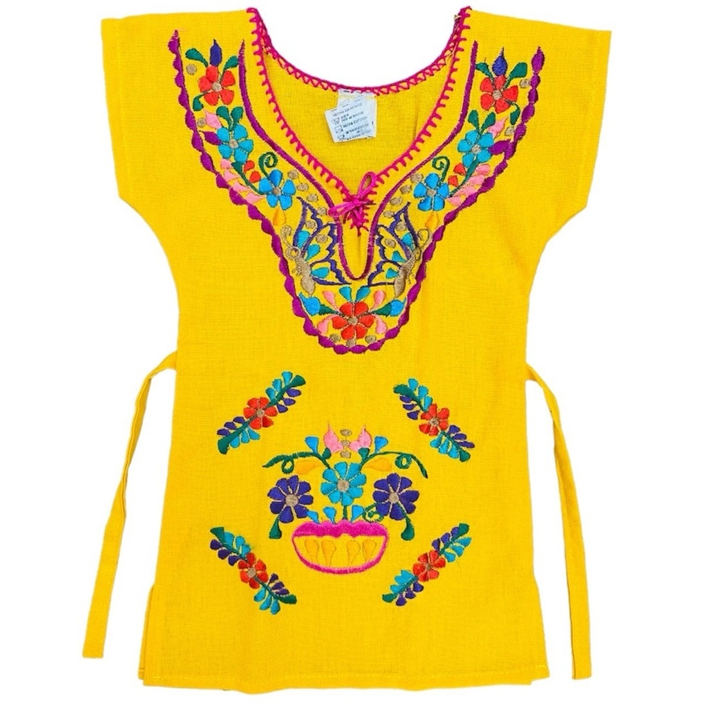 Mexican Kimono Girls Yellow Dress